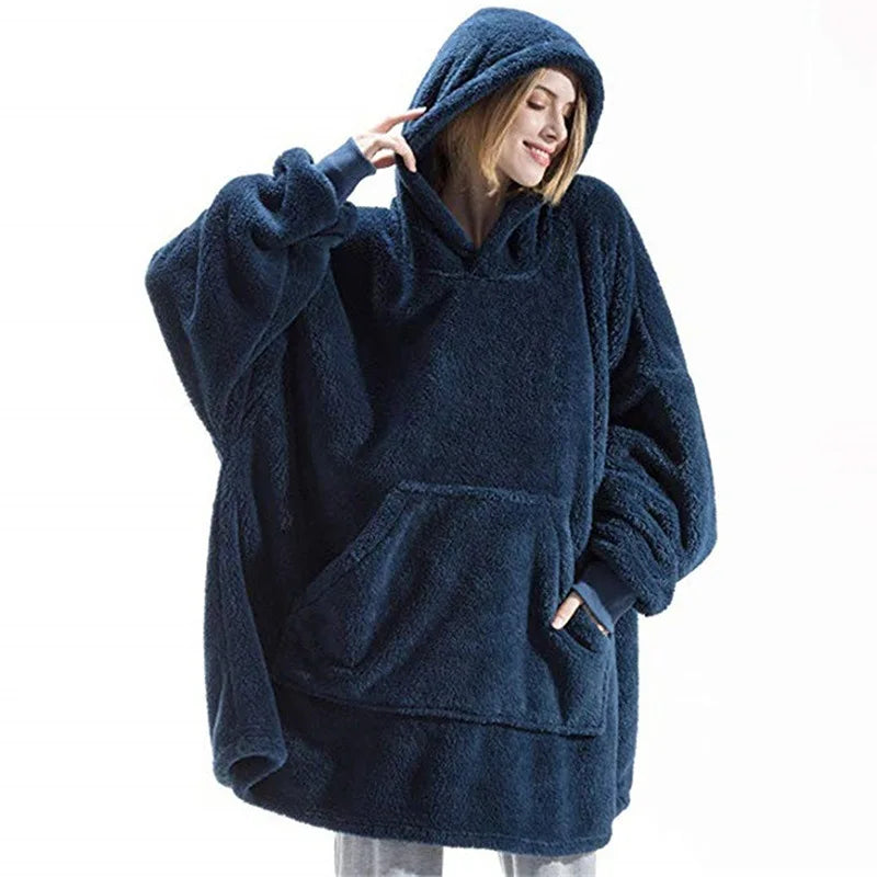Double-Sided Fleece Hoodie Blanket (Winter Oversize)