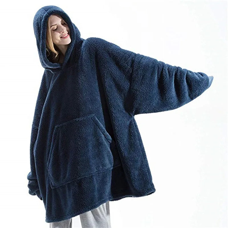 Double-Sided Fleece Hoodie Blanket (Winter Oversize)