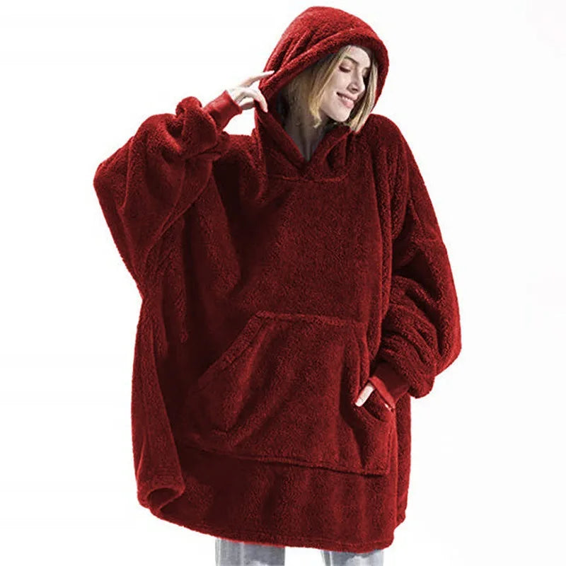 Double-Sided Fleece Hoodie Blanket (Winter Oversize)