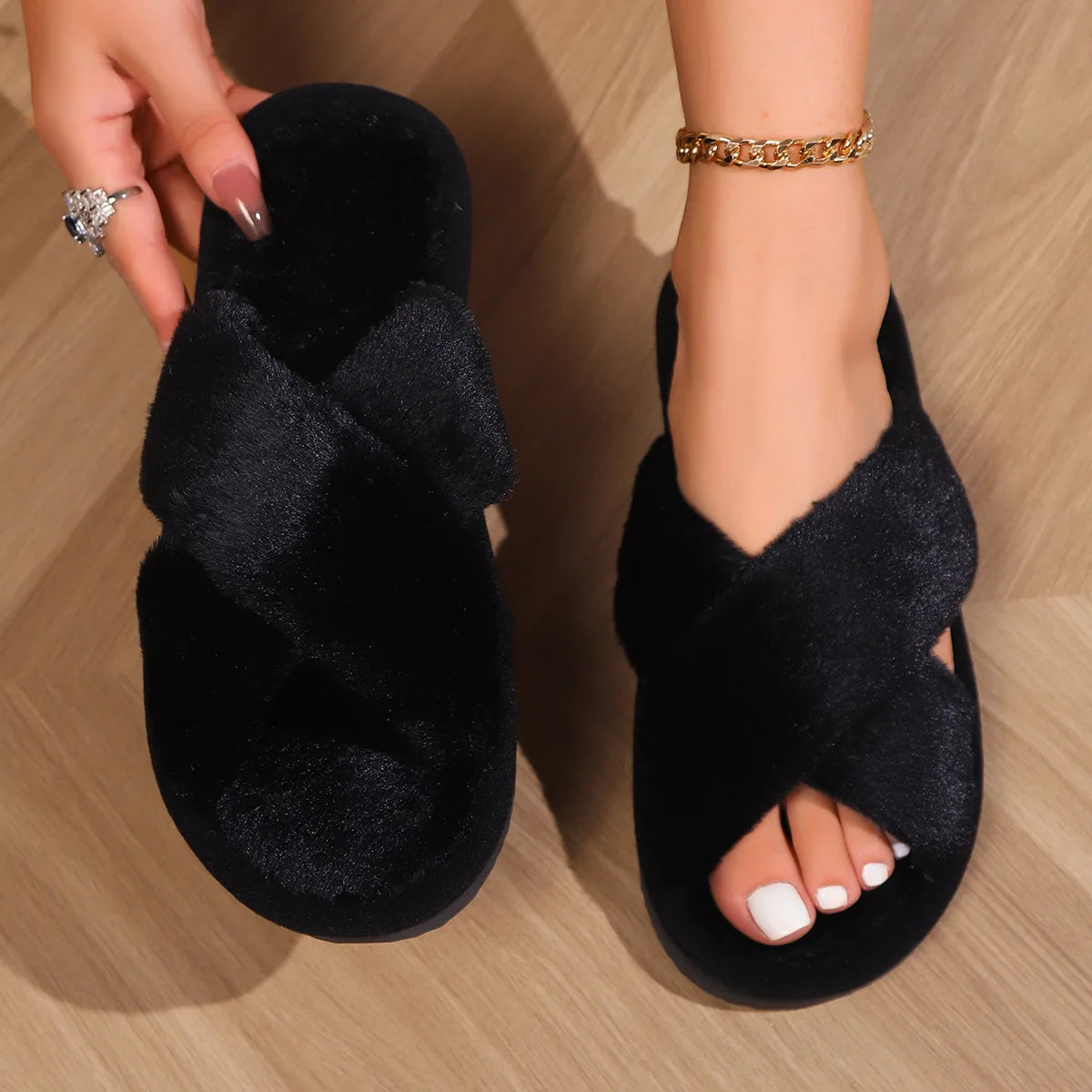 Fuzzy/Fur Women's Warm Anti-Slip Slippers