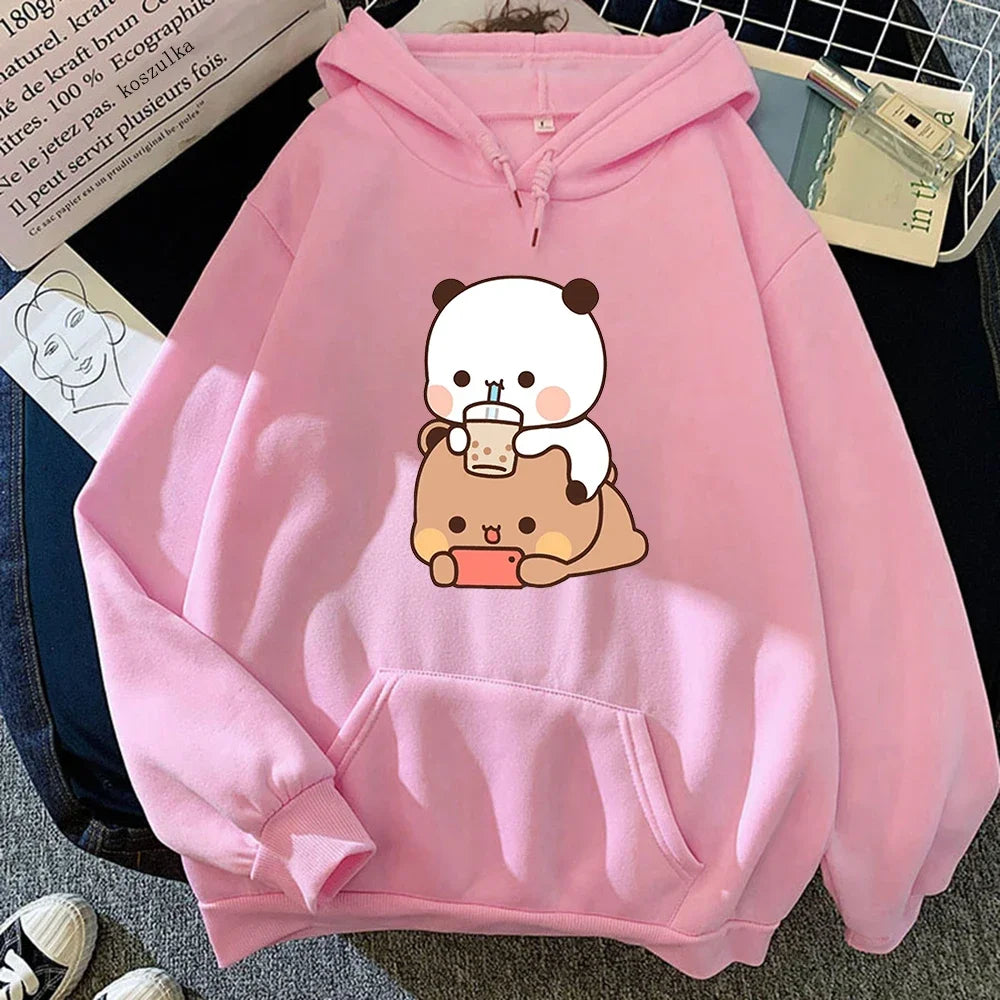 Bubu & Dudu Kawaii Bubble Tea Print Hoodie (Plus Size)