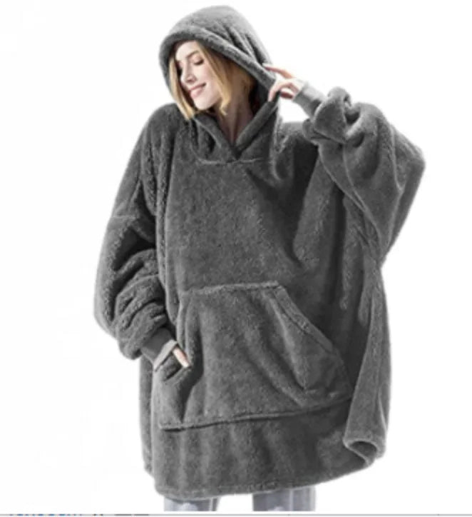 Double-Sided Fleece Hoodie Blanket (Winter Oversize)