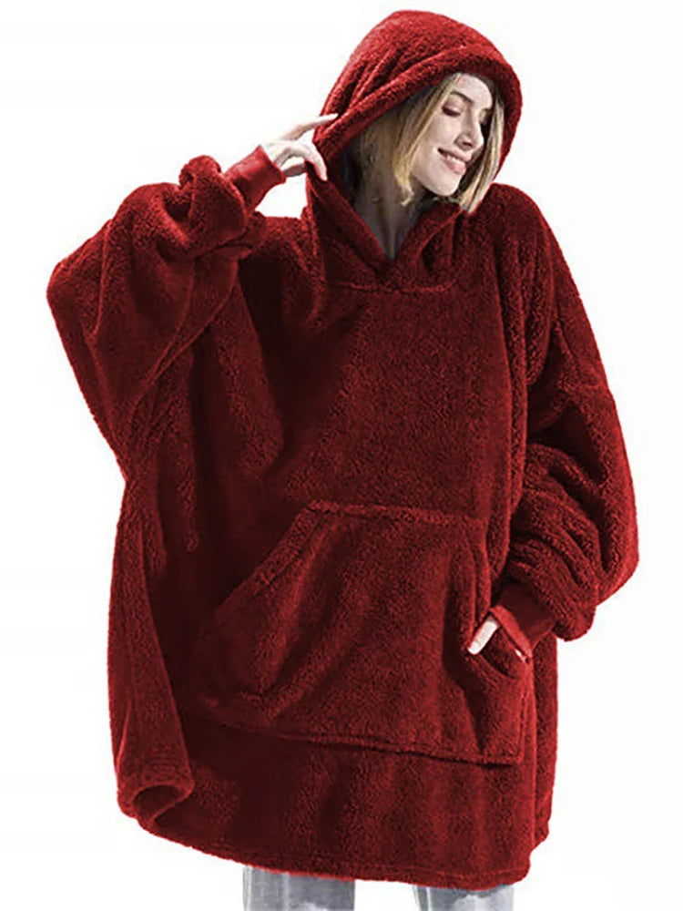 Double-Sided Fleece Hoodie Blanket (Winter Oversize)