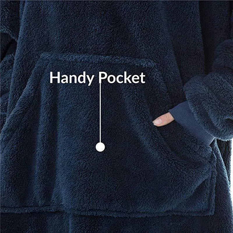 Double-Sided Fleece Hoodie Blanket (Winter Oversize)