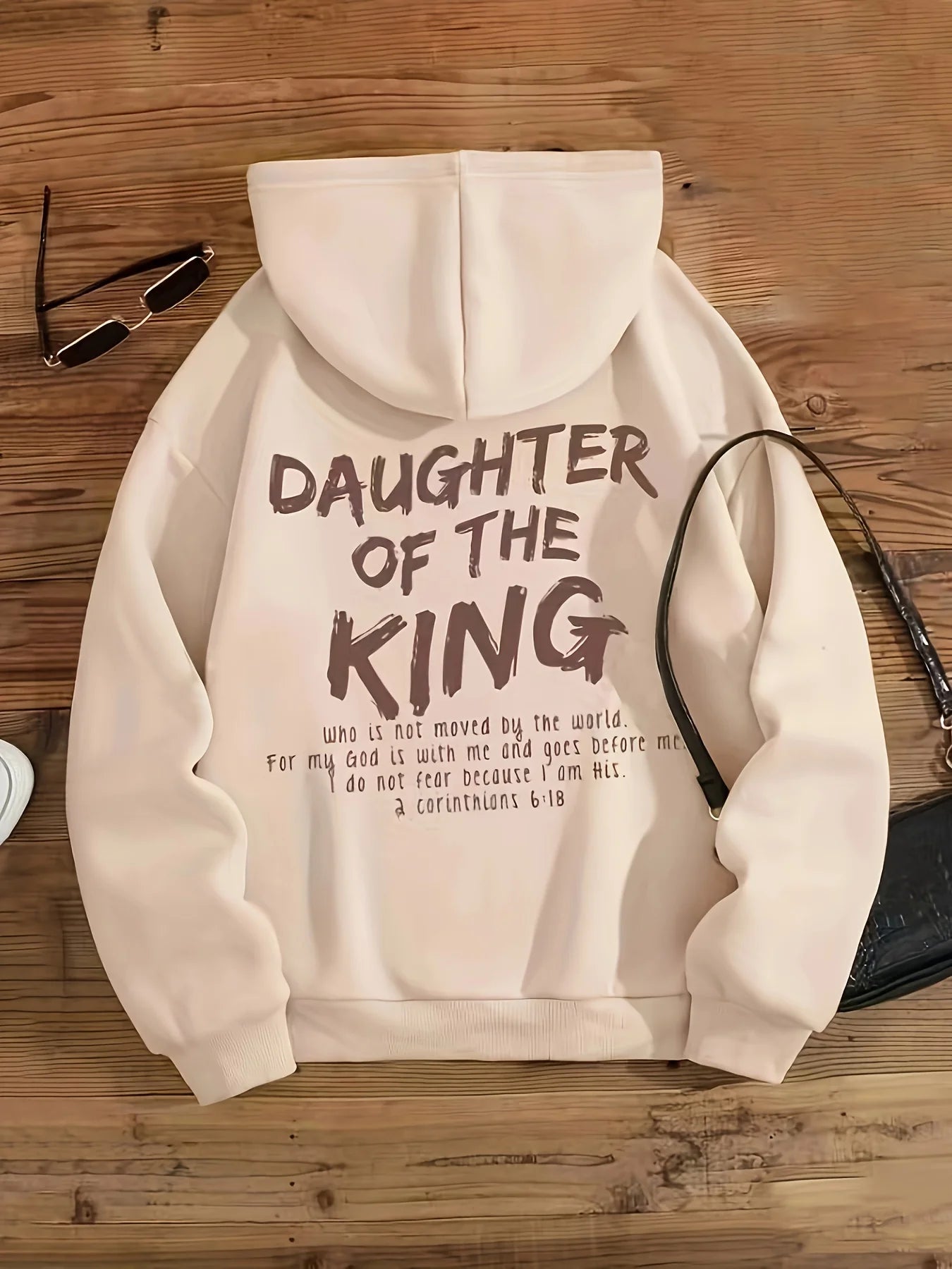 Elegant Women's Hoodie with 'Daughter of the King' & Geometric Design