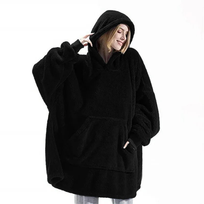 Double-Sided Fleece Hoodie Blanket (Winter Oversize)